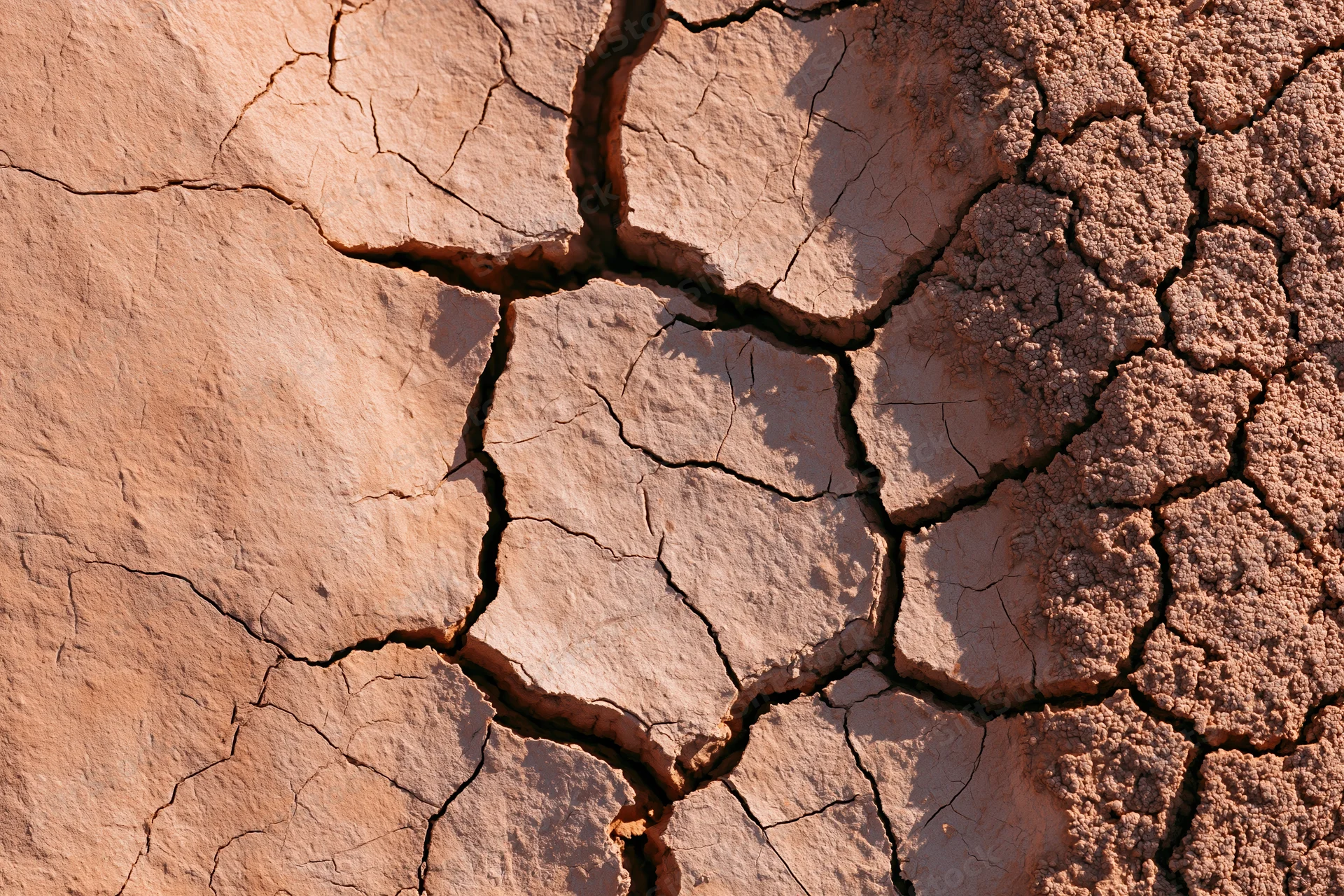 Cracked dry earth surface showing deep fissures and soil texture in arid environment
