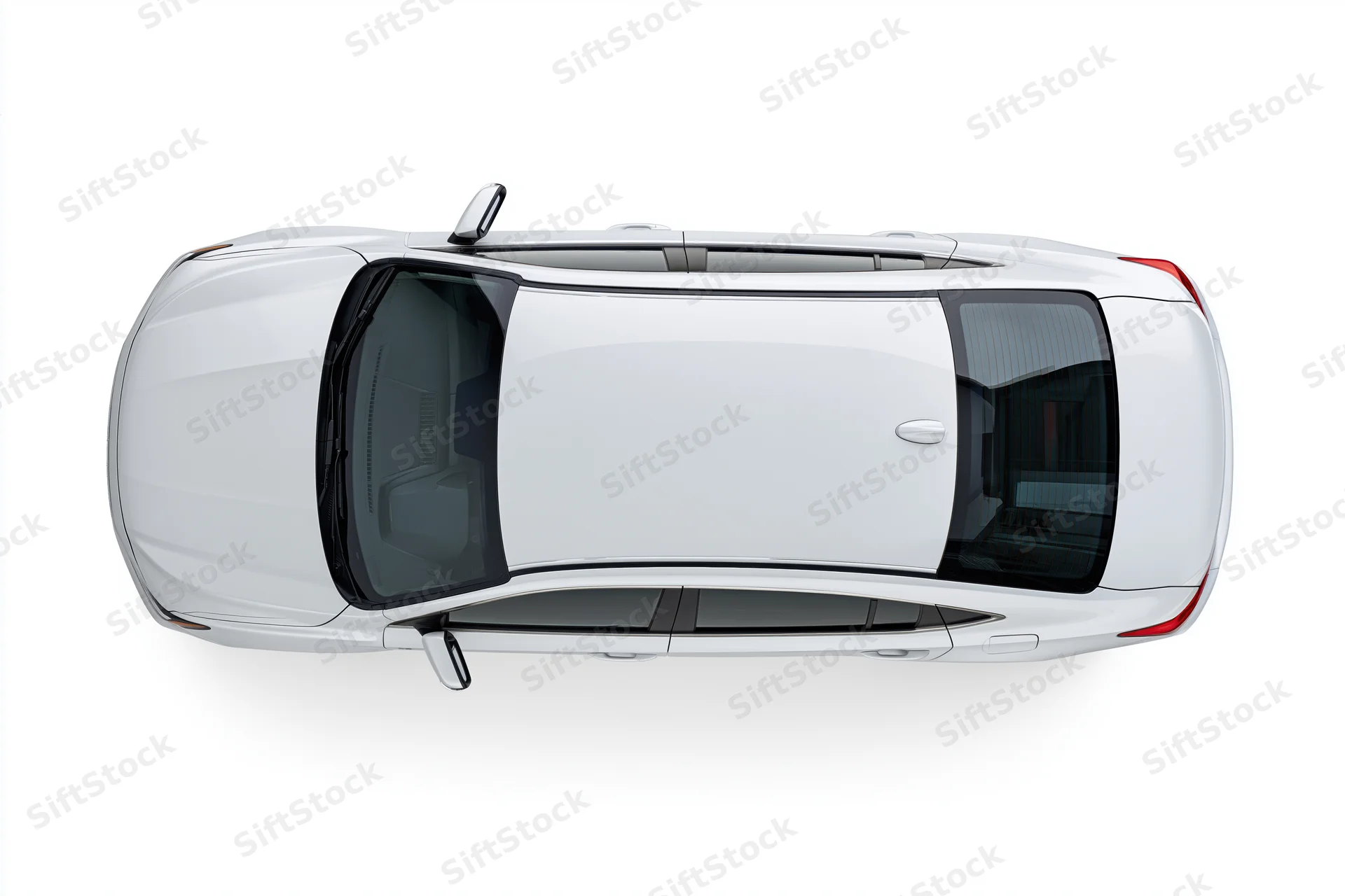 White sedan viewed from directly above against a plain white background