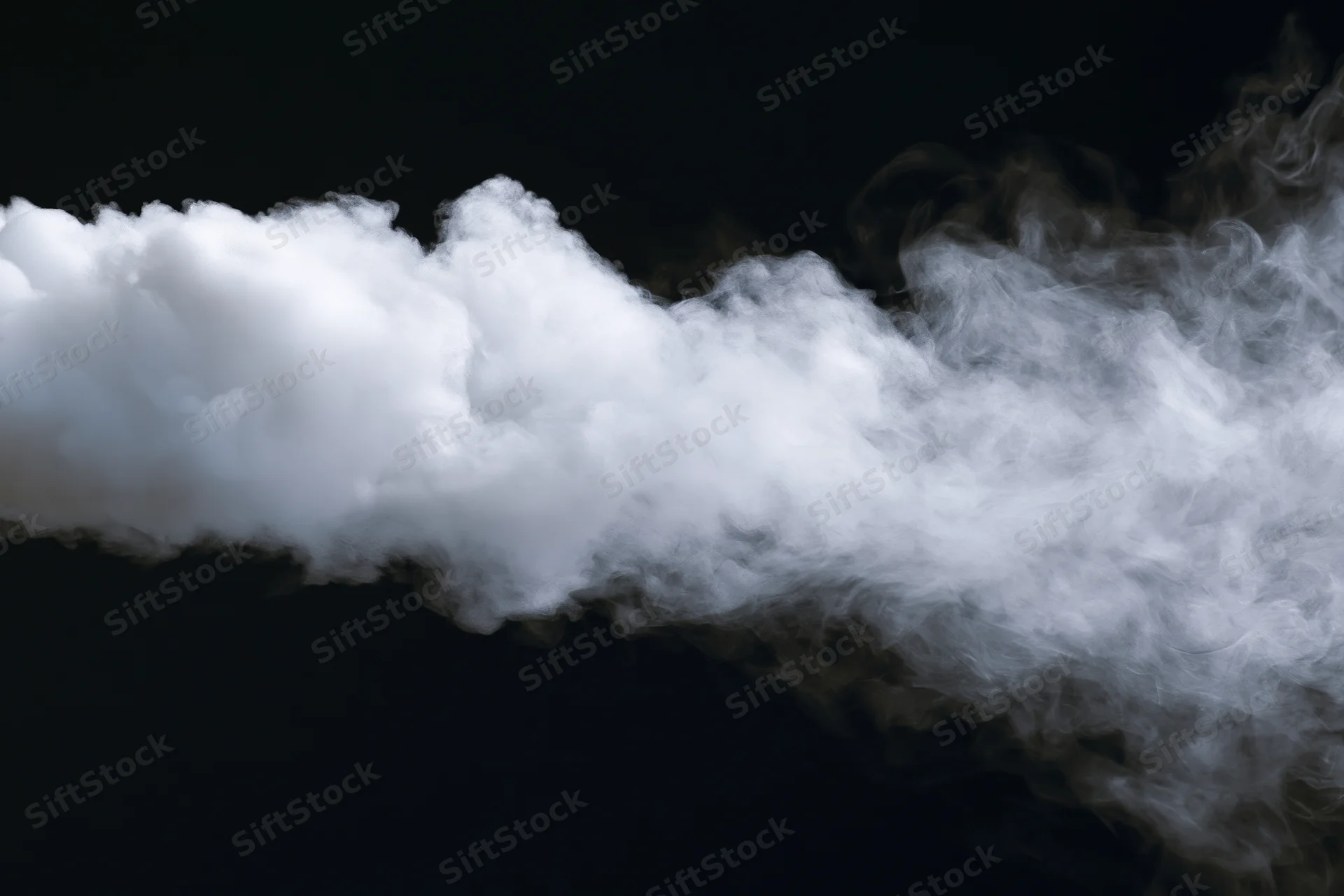 White smoke drifting horizontally across black background