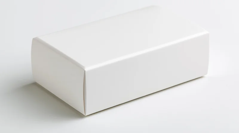 White rectangular box on plain white background for branding and design mockup