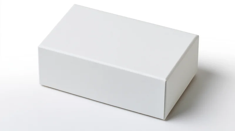 White rectangular box on plain white background for branding and design mockup