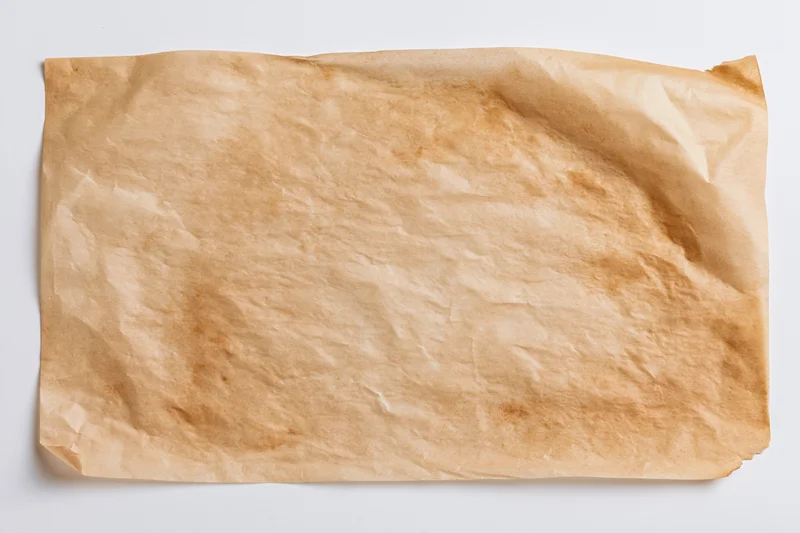 Crumpled brown paper sheet on white background