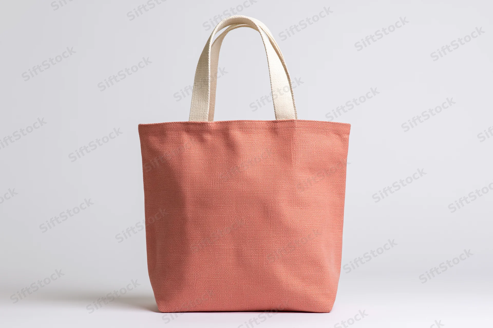 Peach-toned canvas tote bag upright shot straight-on