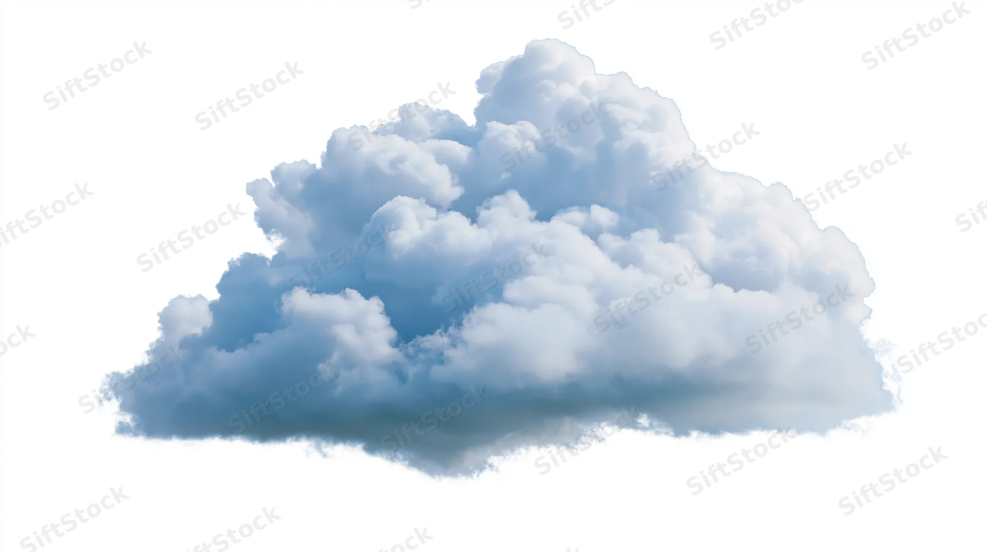Large cumulus cloud floating against white background