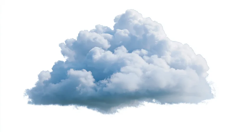 Large cumulus cloud floating against white background