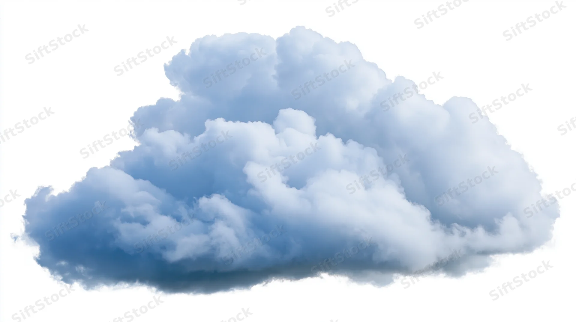 Large cumulus cloud floating against white background