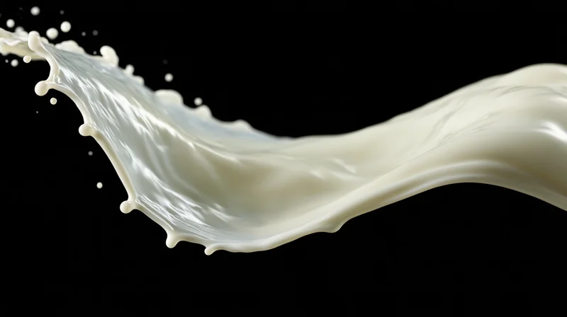 Thick white cream splashing dynamically against black background