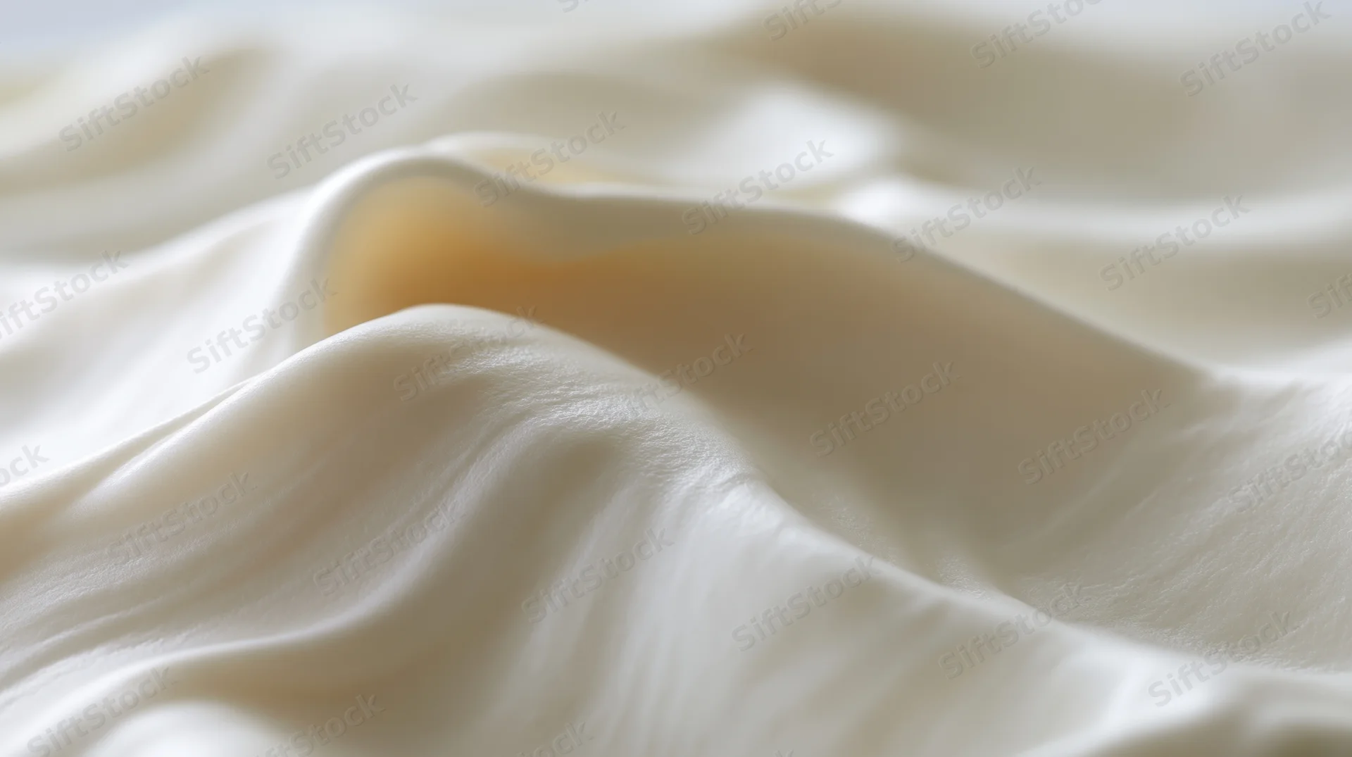 Close-up of smooth white cream surface with soft folds and glossy texture