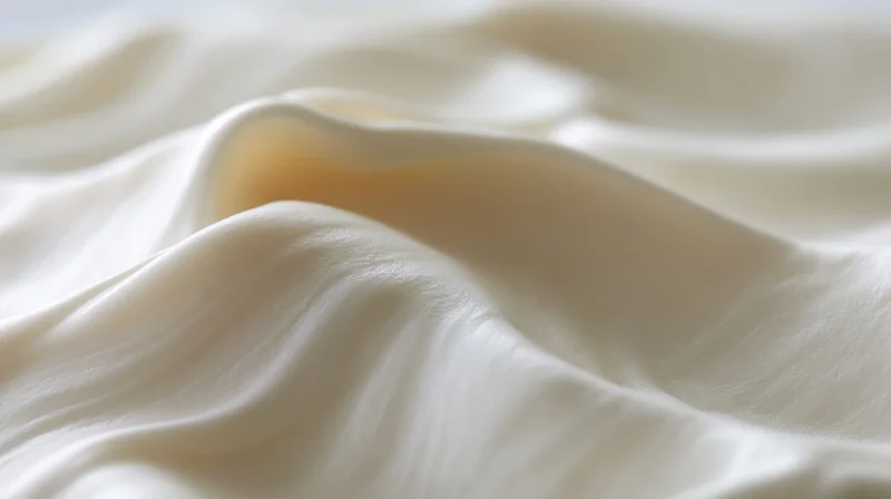 Close-up of smooth white cream surface with soft folds and glossy texture