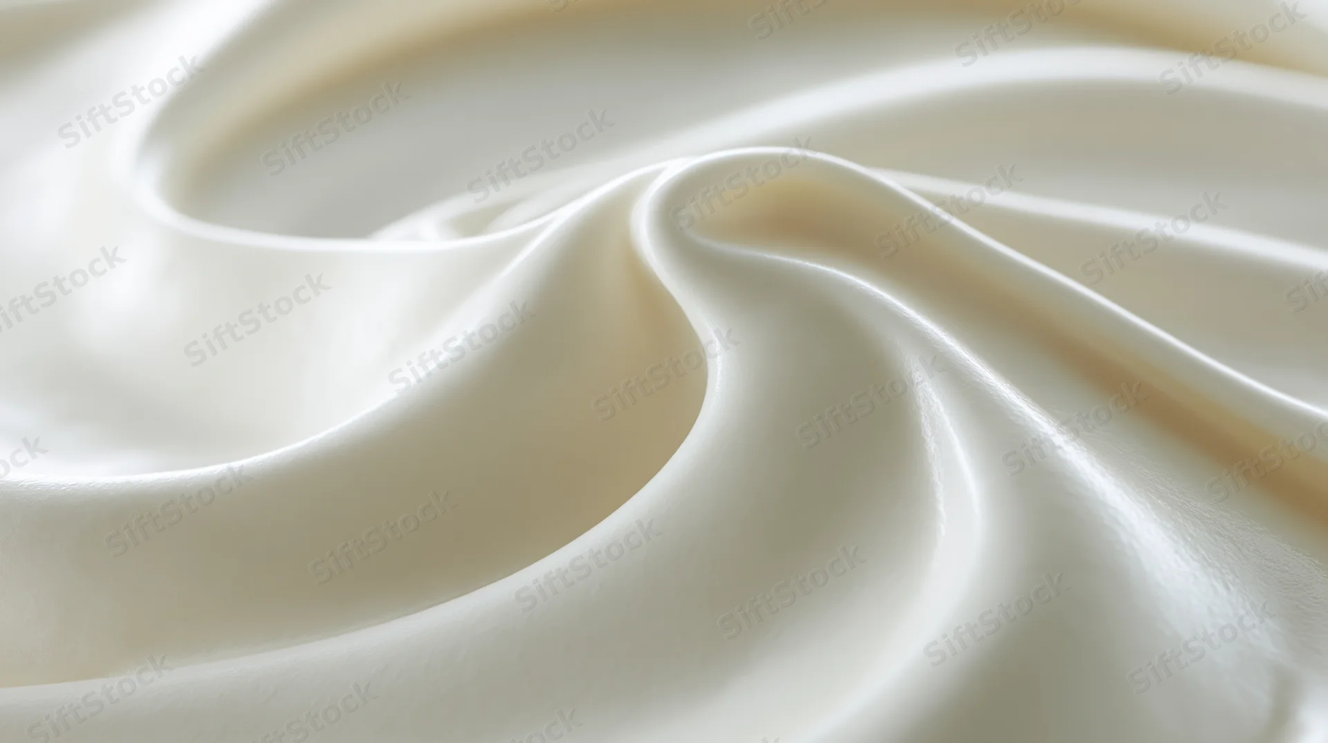 Close-up of smooth white cream surface with swirling texture