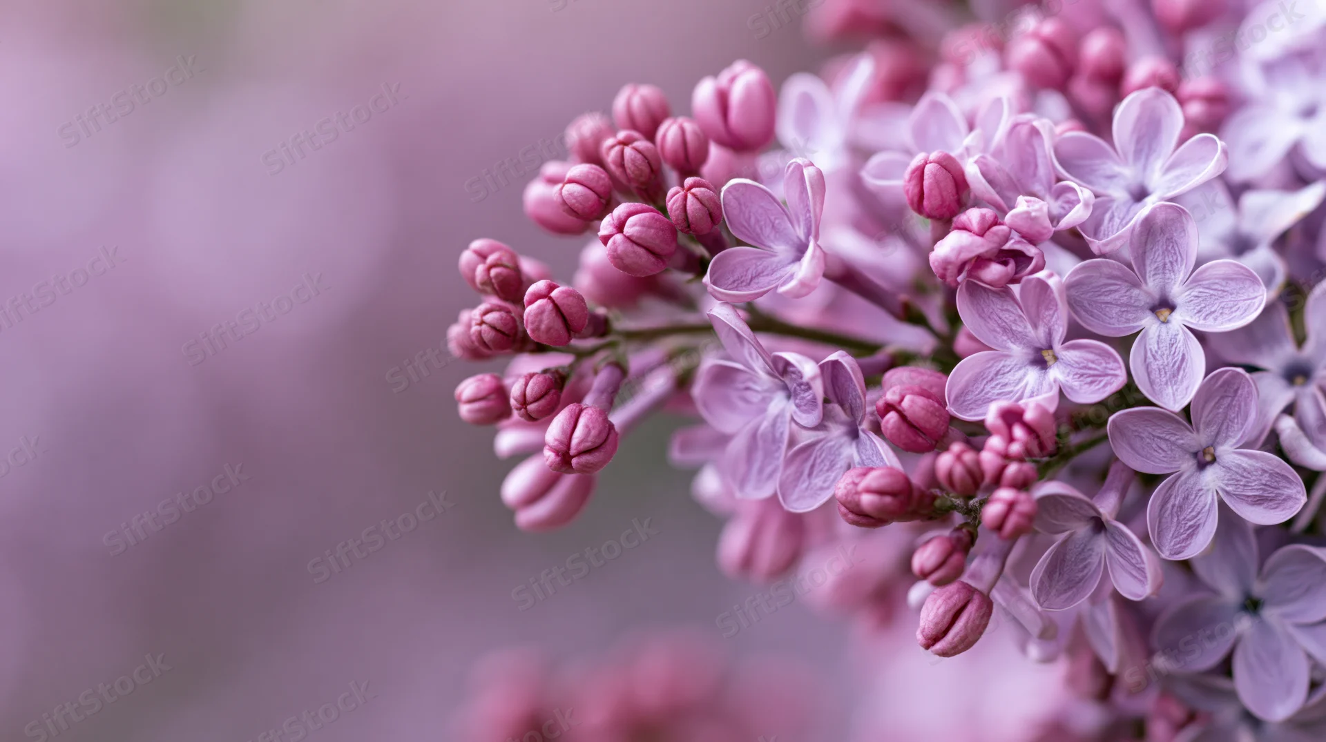 Close-up of lilac flower clusters in bloom with soft pink and purple petals against a blurred background