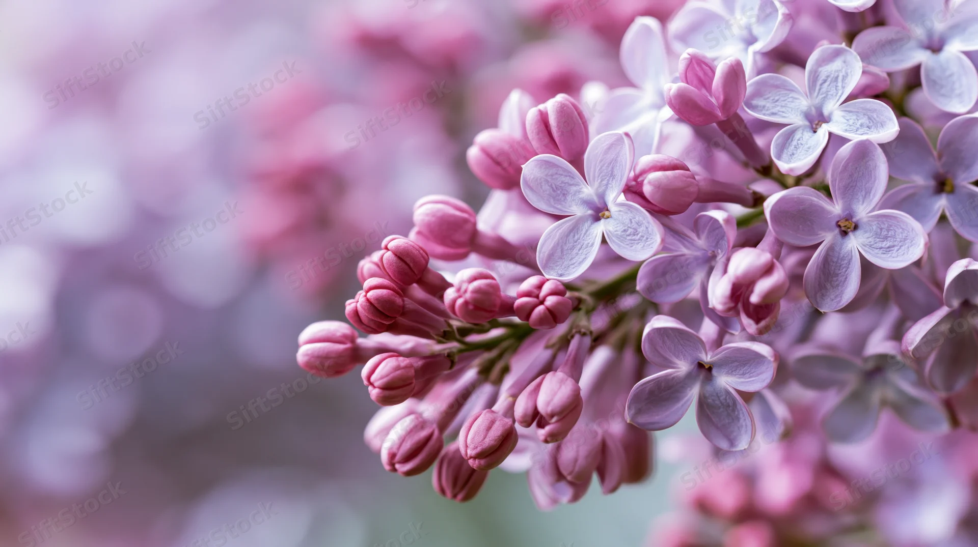 Close-up of lilac flower clusters in bloom with soft focus background