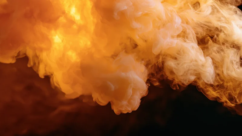Swirling orange and cream smoke cloud against dark background