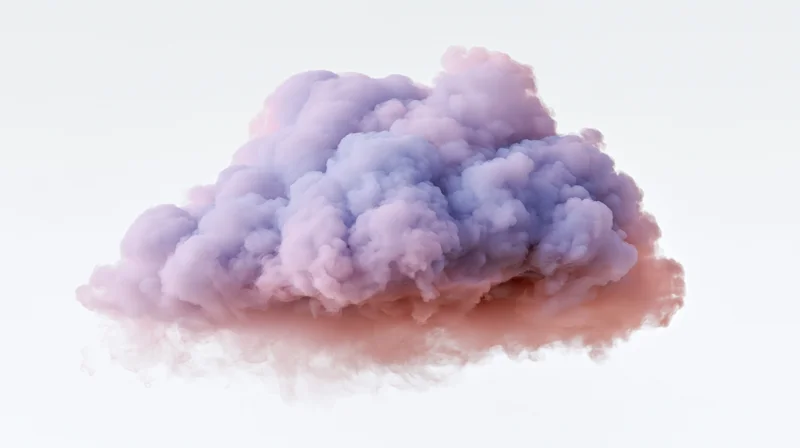 Soft pastel-colored cloud formation floating against a plain white background