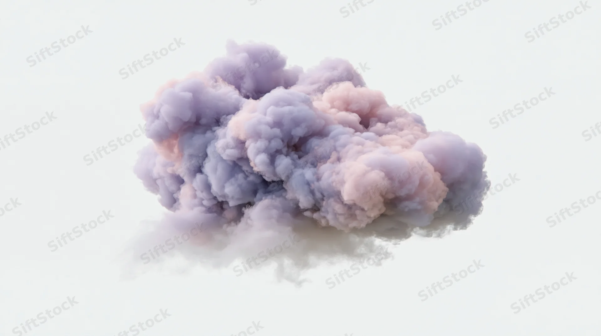 Soft billowing cloud formation floating against a plain white background
