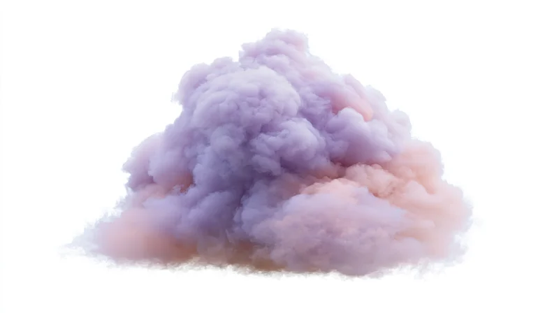 Soft pastel cloud formation floating against a plain white background