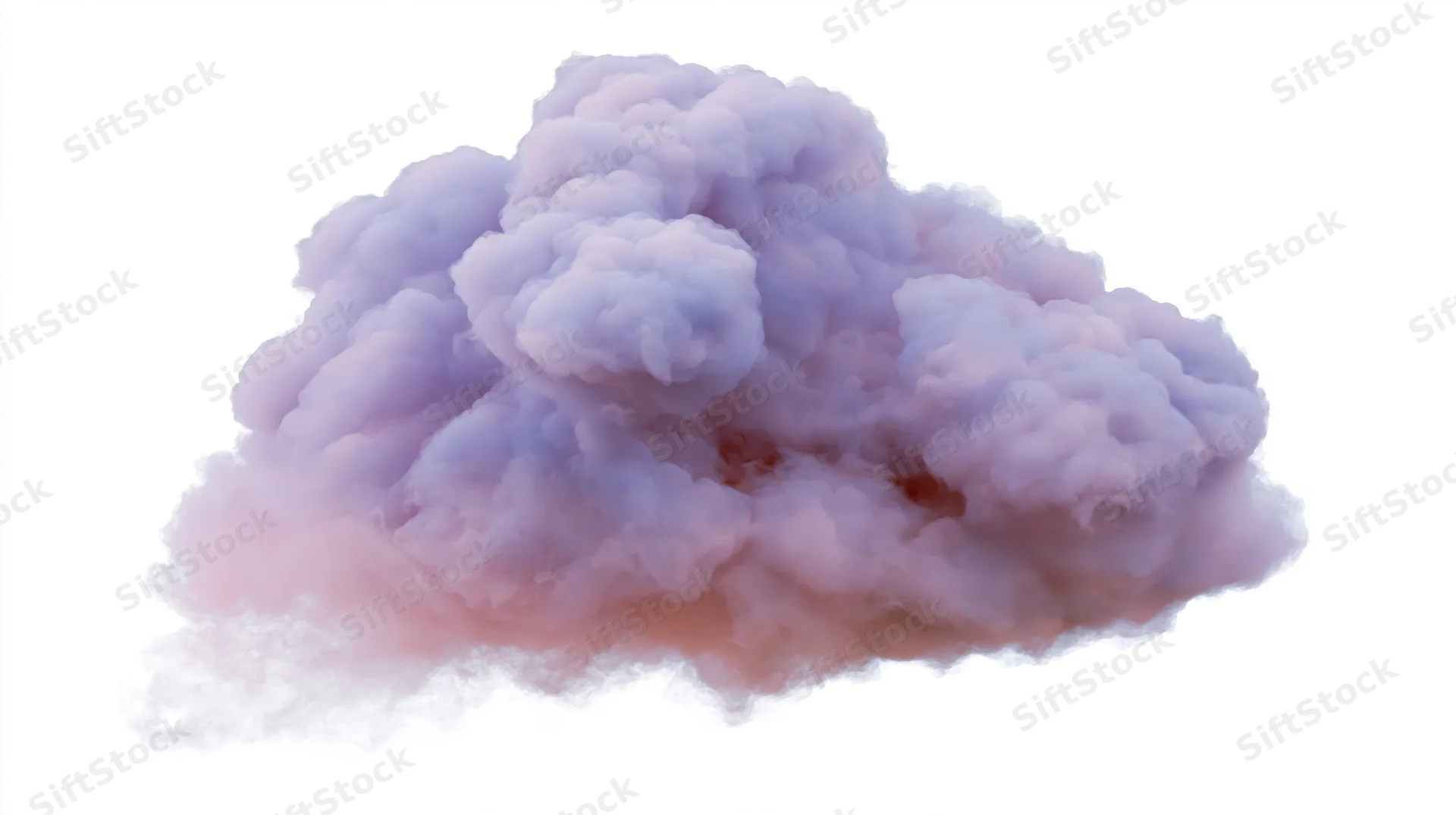 Soft billowing cloud formation floating against a plain white background