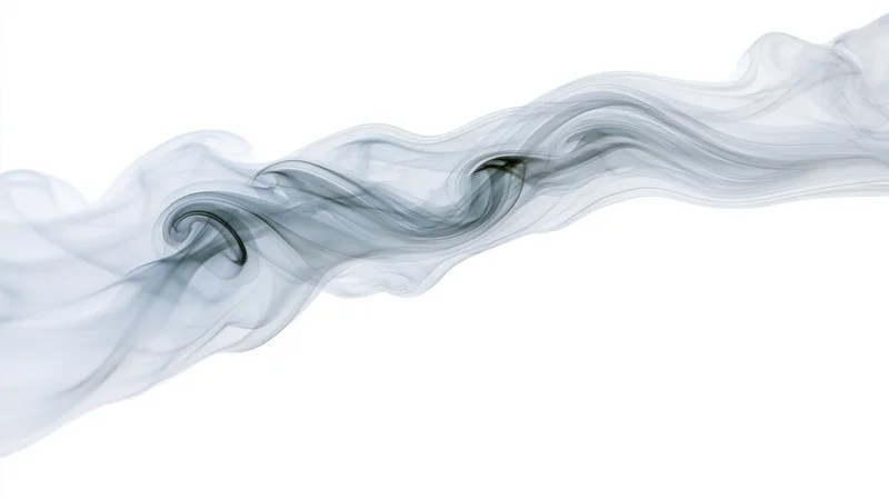 Wisps of pale gray smoke drifting horizontally across a white background