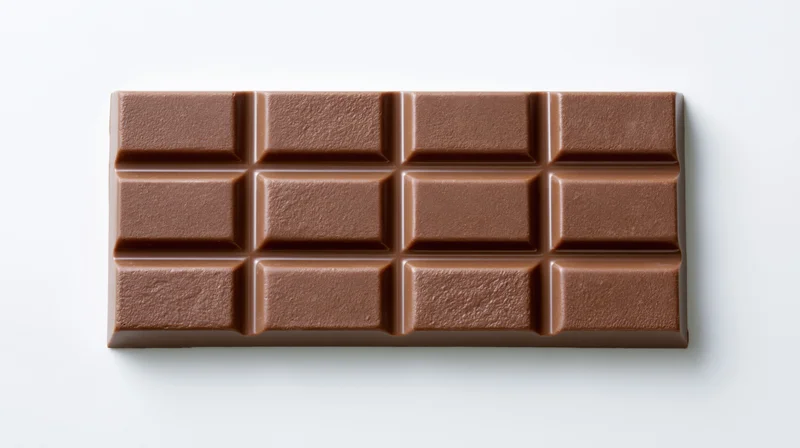 Whole milk chocolate bar with a 4x6 grid of raised rectangles