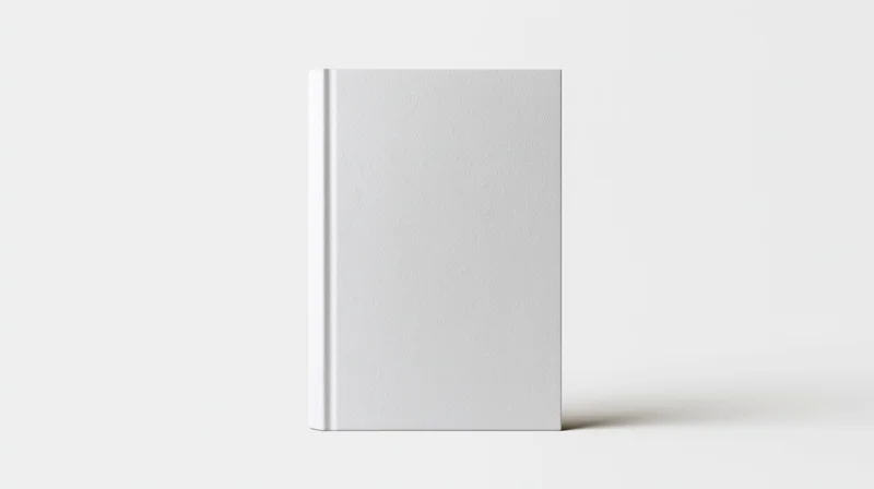 White Minimalist Book Standing Upright on a Clean Studio Sur