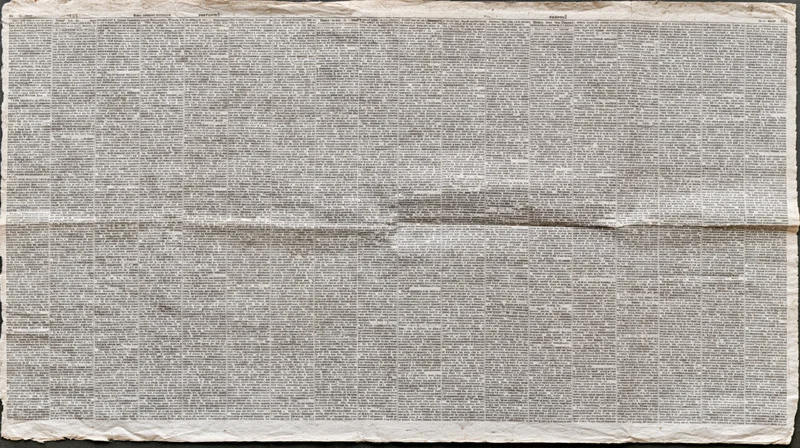Aged newspaper page with dense columns of text filling the frame