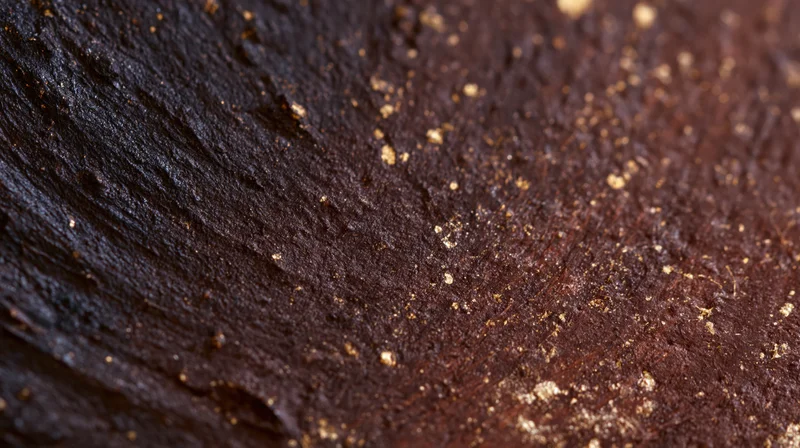 Close-up of dark chocolate surface with textured cocoa particles