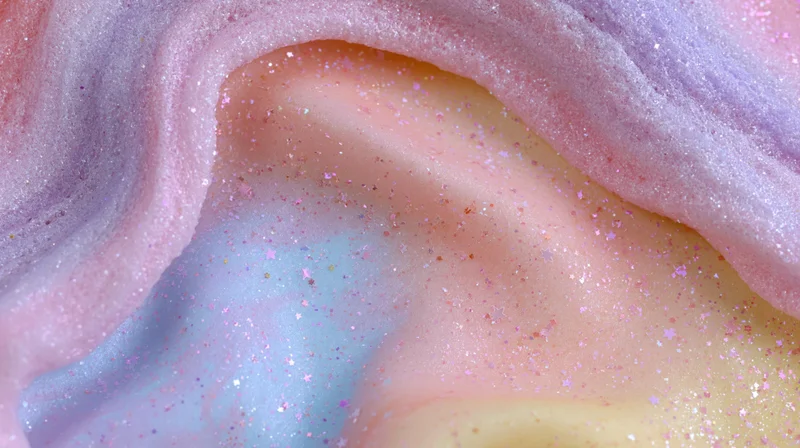Wavy pastel layers with glitter forming a soft abstract background