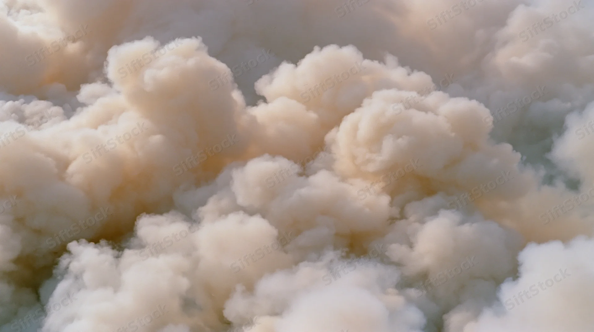 Dense billowing smoke filling the frame with thick white clouds against a hazy sky