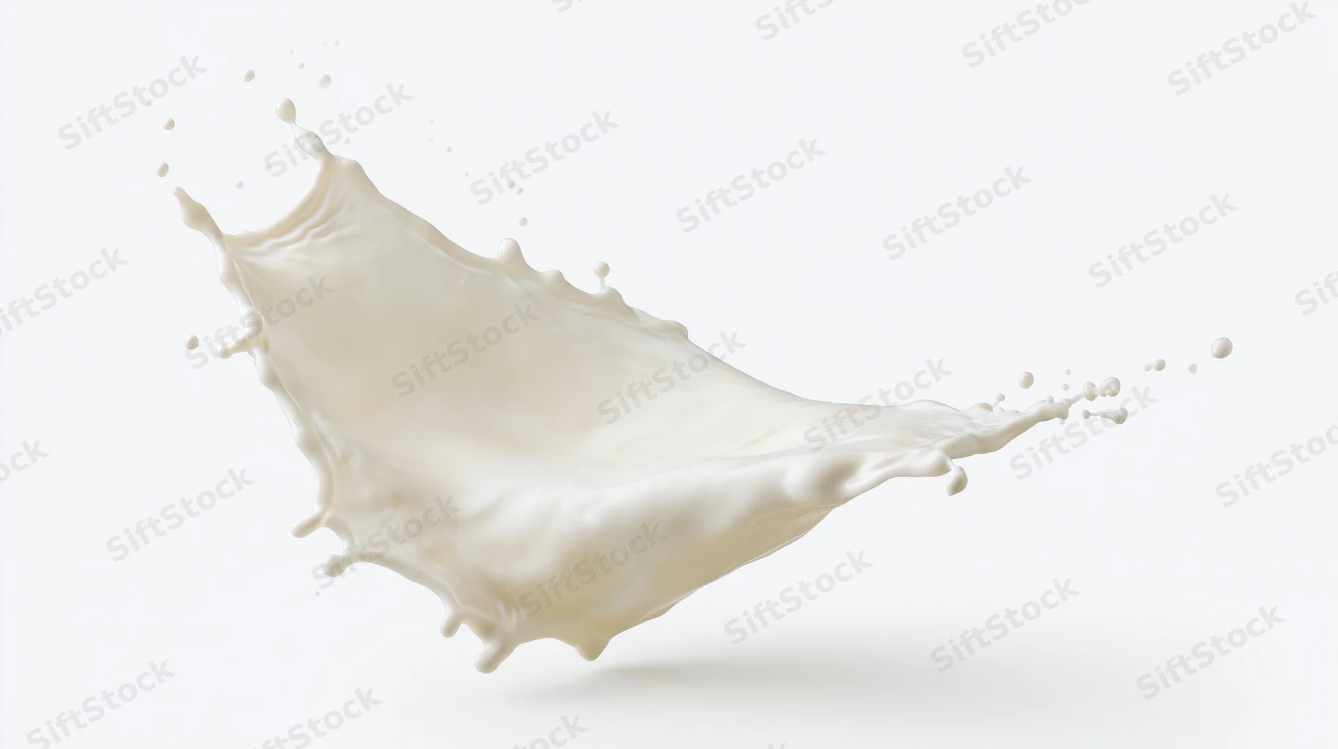 Milk splash frozen midair in a sweeping wave shape against white background