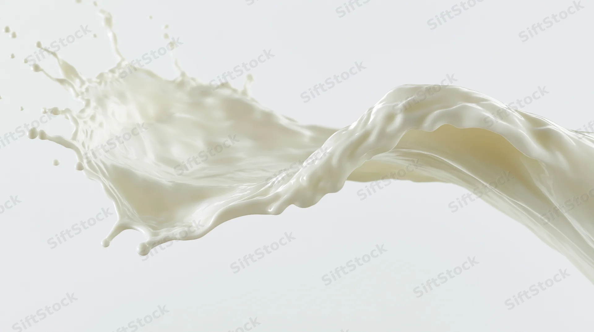 Milk splash frozen mid-motion against a pure white seamless background