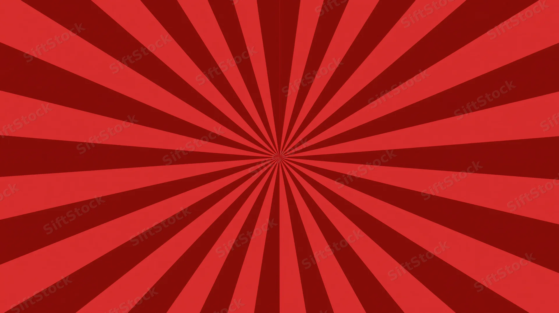 Red sunburst pattern with alternating dark and bright rays radiating from center