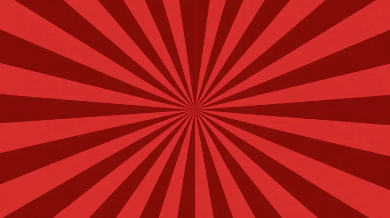 Red sunburst pattern with alternating dark and bright rays radiating from center