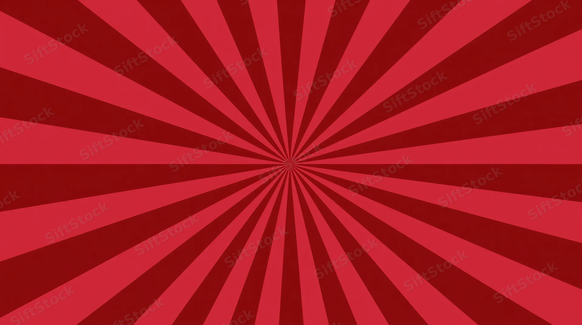 Red sunburst pattern with alternating dark and bright rays radiating from center