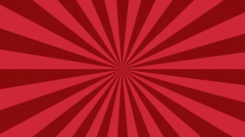 Red sunburst pattern with alternating dark and bright rays radiating from center
