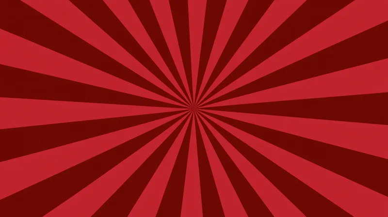 Red sunburst pattern with alternating dark and bright rays radiating from center