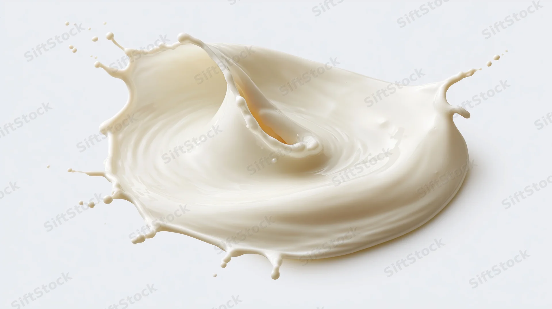 Dynamic milk splash mid-motion forming a swirling wave on white background