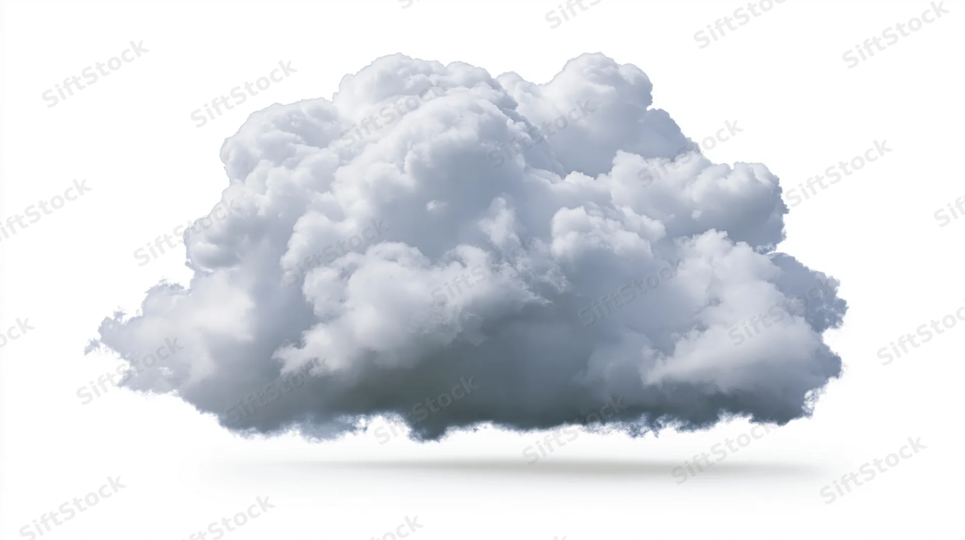 A single cumulus cloud floating against a pure white background