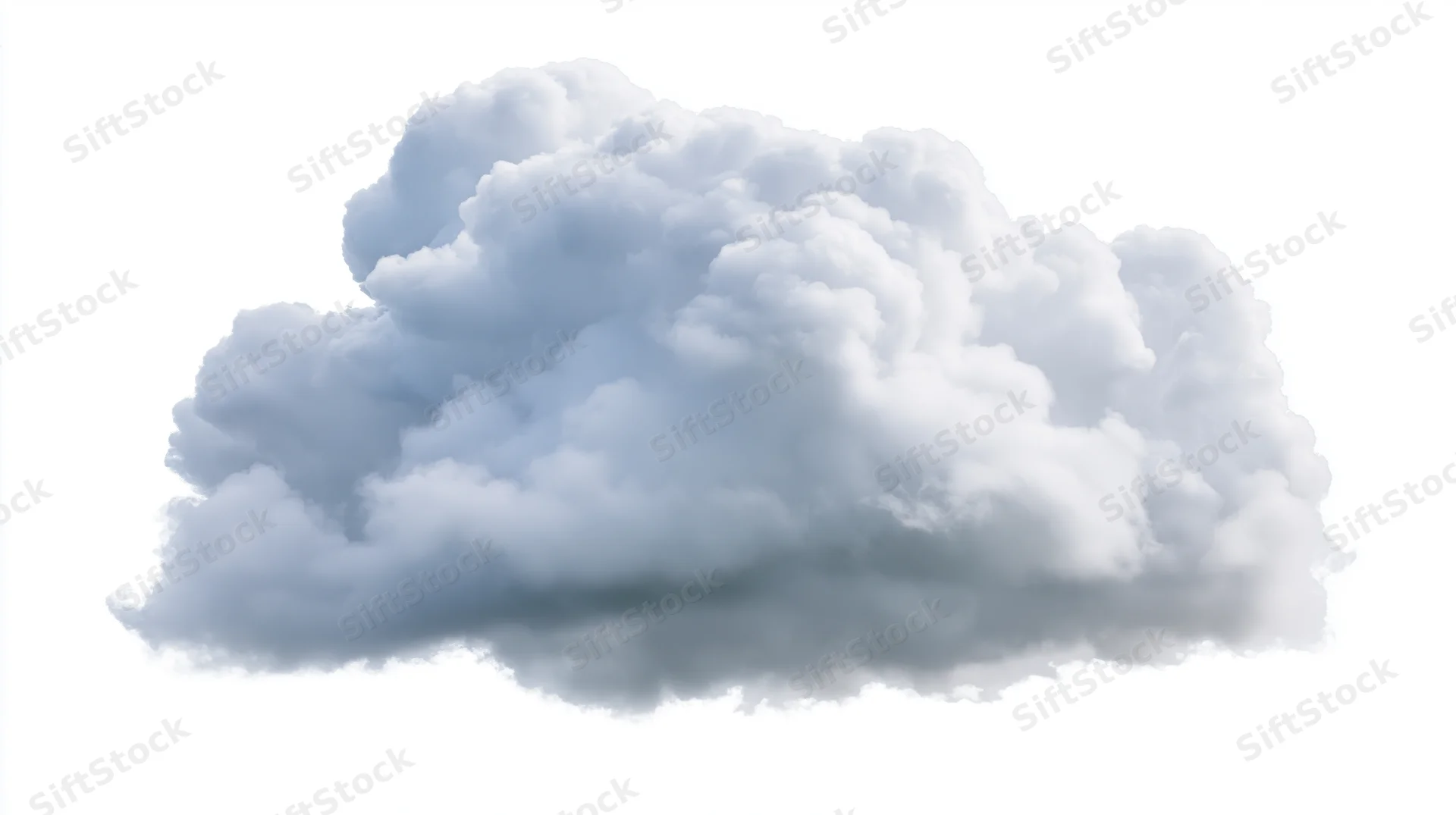 A single cumulus cloud floating against a pure white background