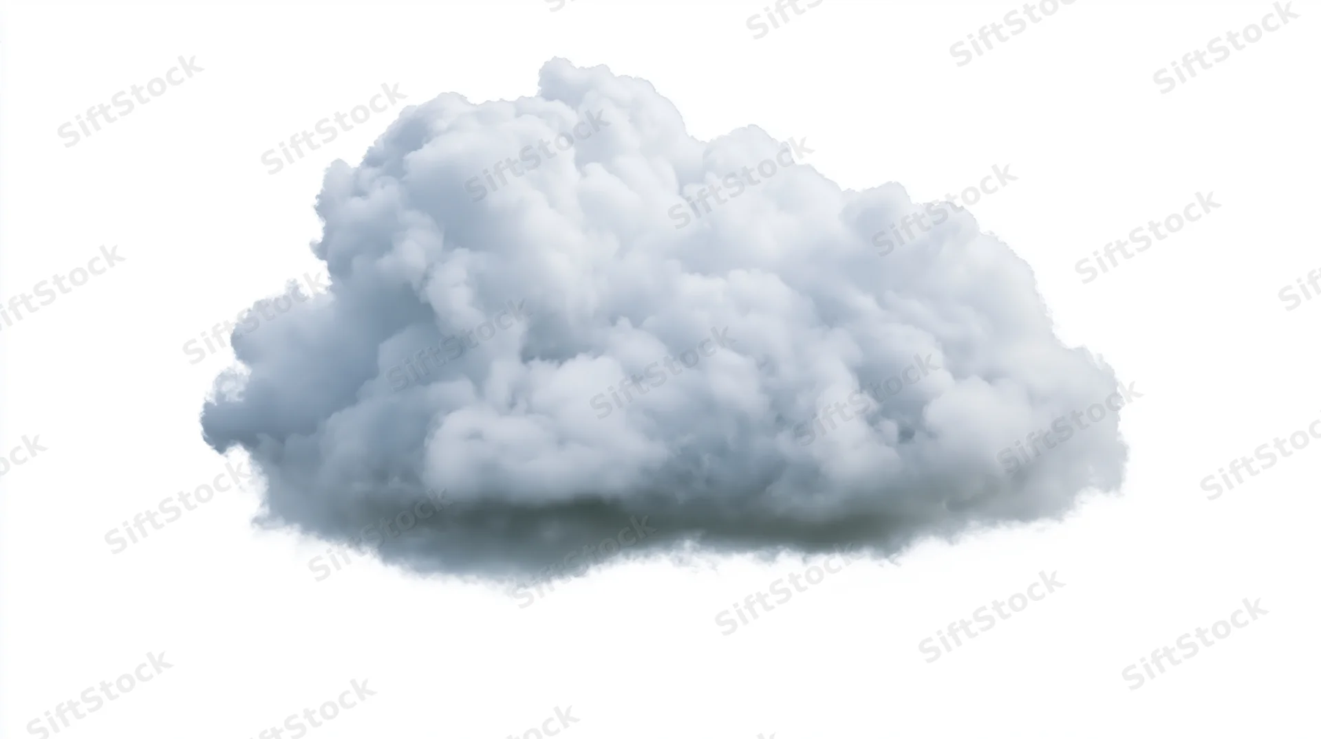 A single cumulus cloud floating against a pure white background