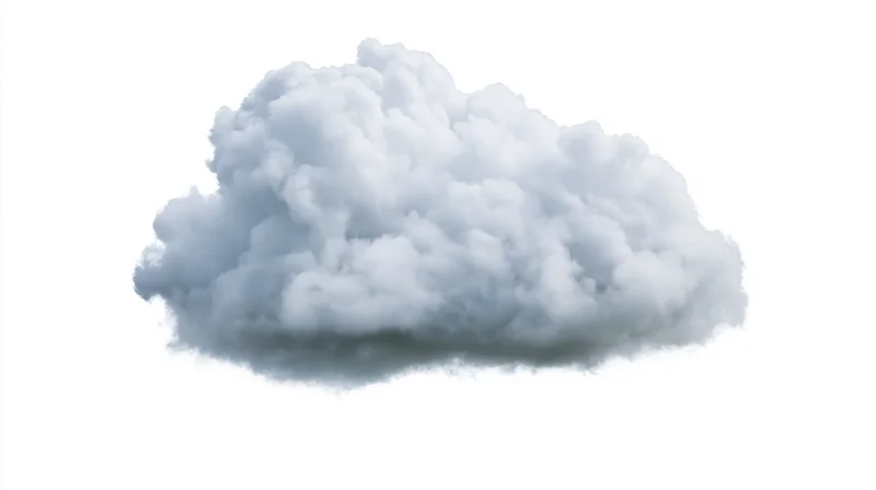 A single cumulus cloud floating against a pure white background