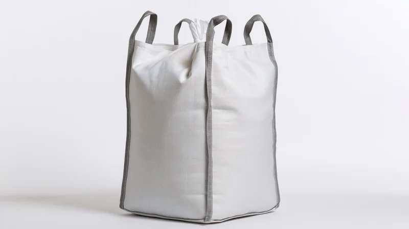 White bulk bag standing upright on plain surface