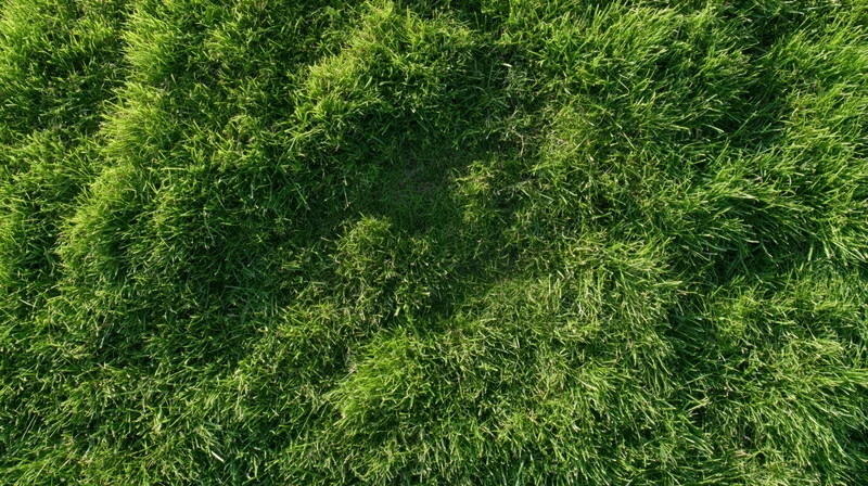 Aerial top-down view of dense green grass field filling the frame