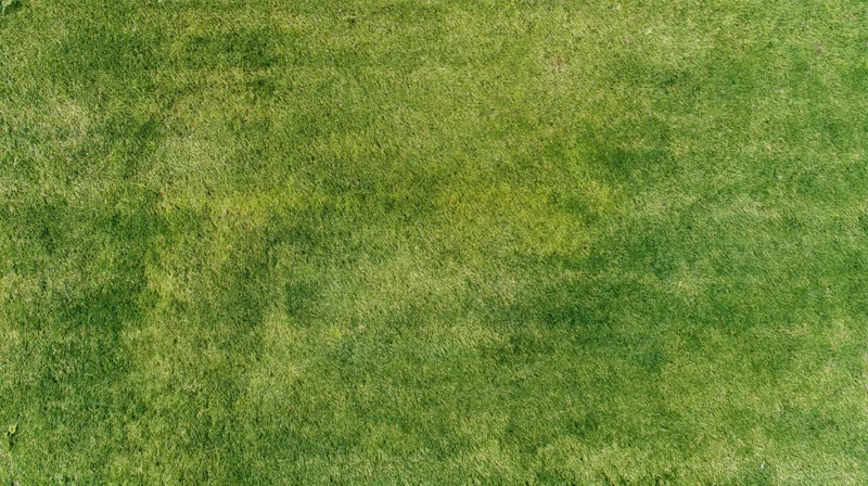 Aerial top-down view of a flat mowed grass field filling the frame