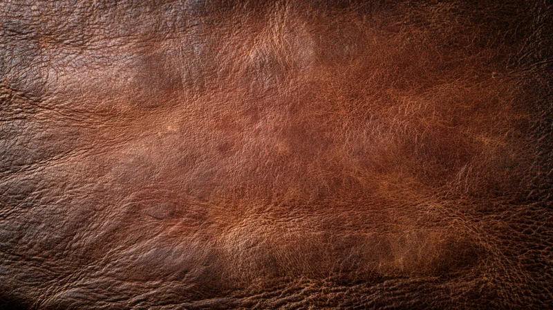 Close-up of aged full-grain leather surface with natural texture and patina