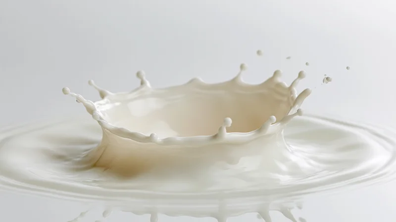 Milk splash forming a crown shape frozen mid-motion against a white background