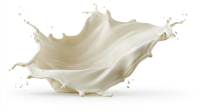 Milk splash frozen midair forming a dynamic wave against white background