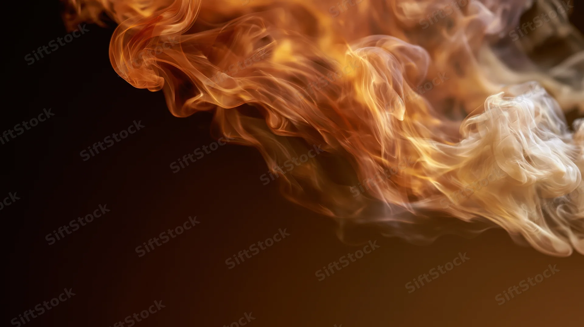 Swirling wisps of amber and cream smoke dispersing against a dark background