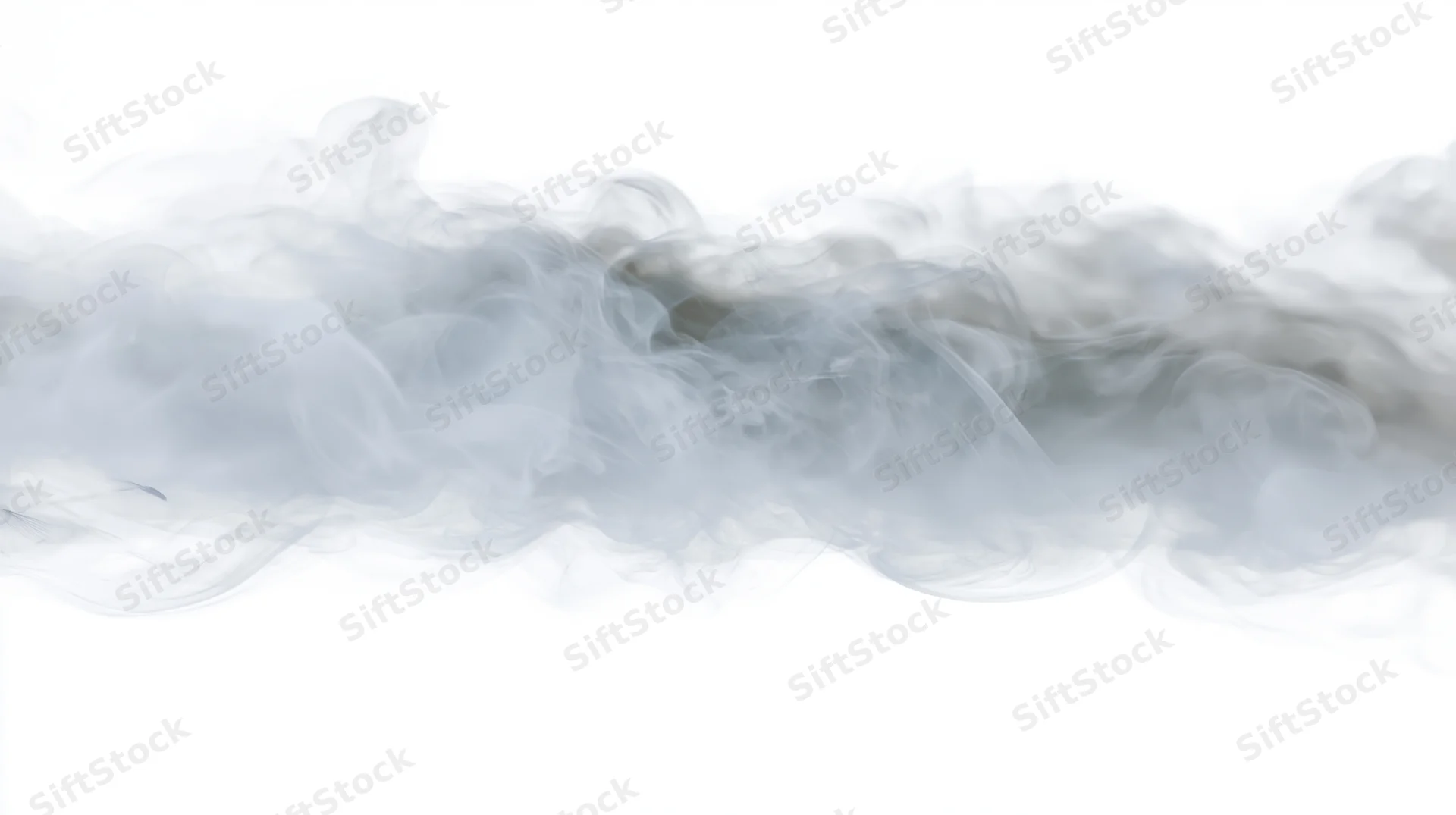 Wispy smoke drifting horizontally across a pure white background