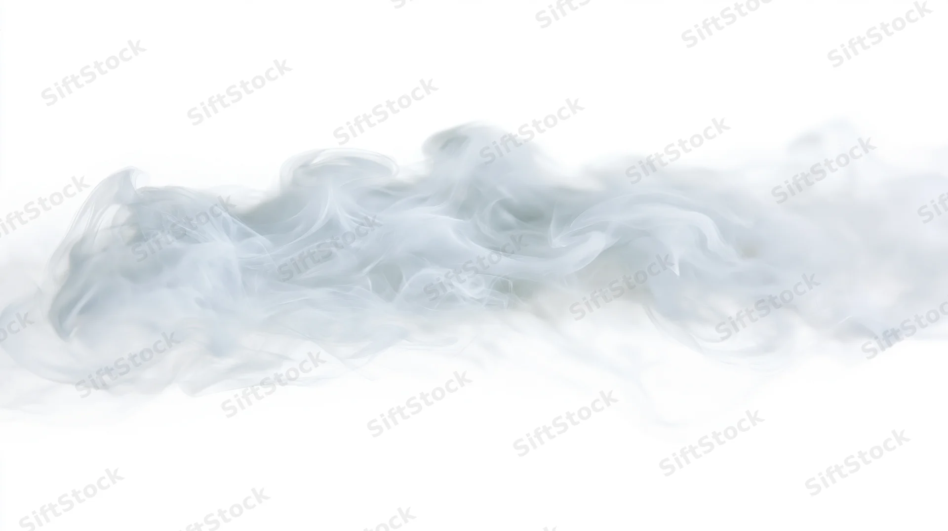 Wispy smoke drifting horizontally across a pure white background