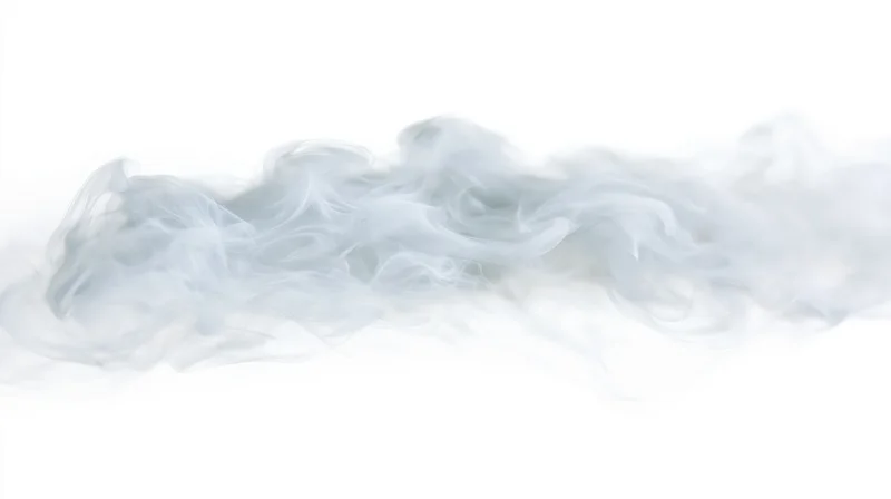 Wispy smoke drifting horizontally across a pure white background